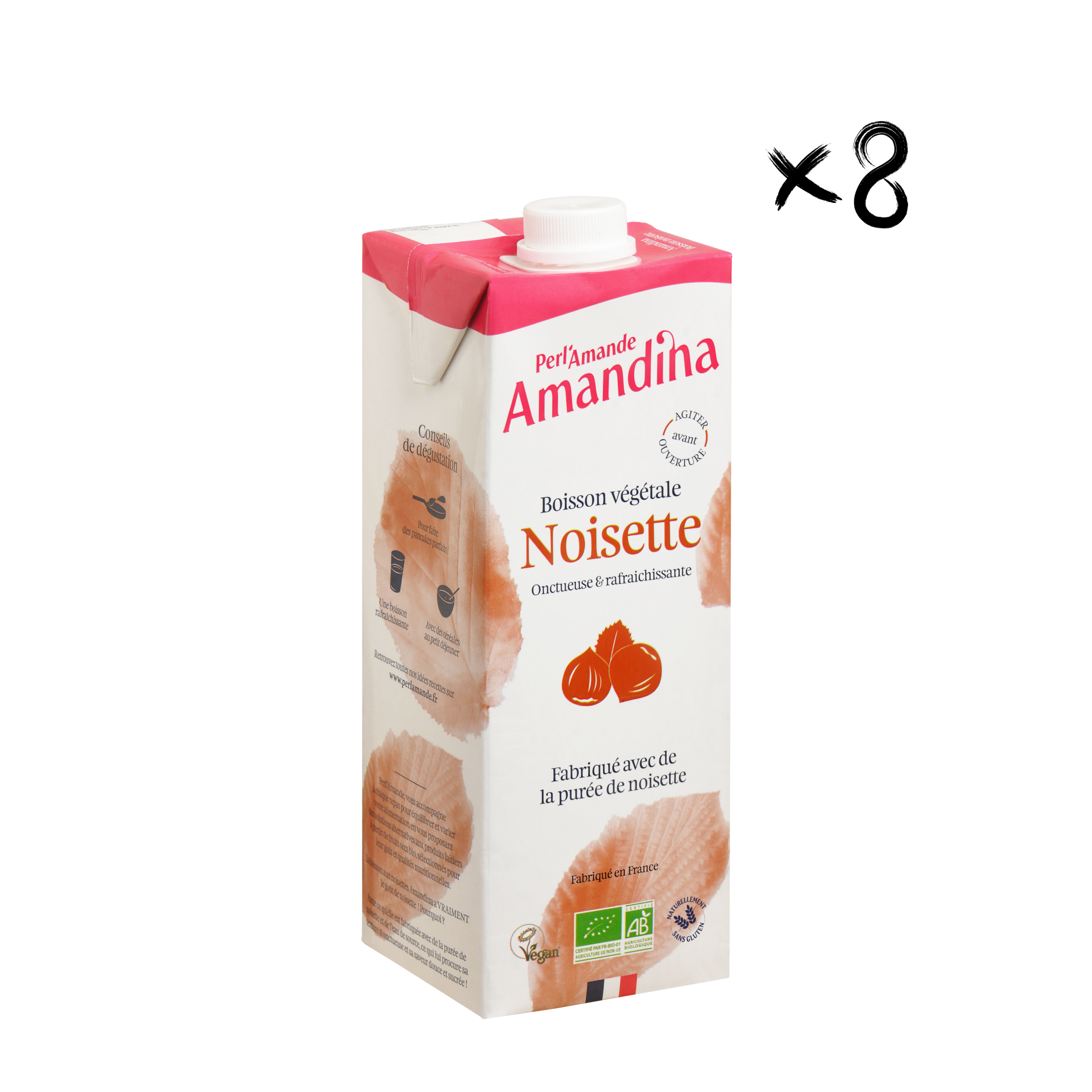 AMANDINA Boisson aux Noisettes 1L : Une alternative végétalienne délicieuse. Onctuosité noisette en format 1L pour une expérience savoureuse.