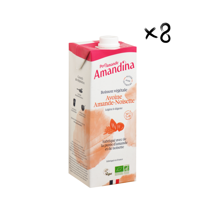 AMANDINA Boisson Avoine Amandes Noisettes Bio 1L : Fusion bio onctueuse d'avoine, amandes, noisettes. Alternative végétalienne en format 1L.