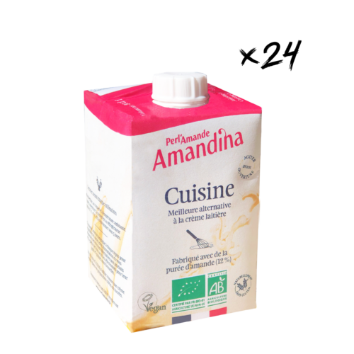 AMANDINA CUISINE 12% amandes 20cl : Crème végétalienne, 12% d'amandes. Texture onctueuse et saveur naturelle en format pratique de 20cl.