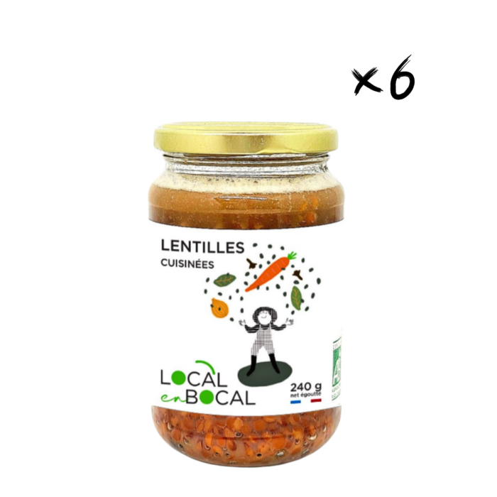 Les lentilles cuisinées BIO Les lentilles cuisinées sont pratiques et prêtes à être dégustées, les lentilles sont cultivées dans la région PACA, cuisinées avec des oignons et des carottes. Idéal pour un repas sain, rapide et délicieux ! Un plat riche en protéines et en saveurs, parfumé avec des clous de girofle.  En entrée ou en plat principal, les lentilles cuisinées se plient à toutes vos envies !