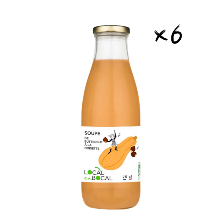 La douceur de la butternut et de la noisette est subtilement relevée par une pointe de coriandre. Idéal pour vous réchauffer lors des longues soirées d'hiver ! Vedette de l'automne, la courge butternut apporte une texture douce et velouté pour vous réchauffer. Accompagné d'éclats de noisette, cette soupe bio est idéale en entrée ou en plat principal. Cette soupe butternut noisette est une recette élaborée par nos soins pour ravir vos papilles grâce à des ingrédients naturels et un savoir-faire artisanal entretenu depuis 7 ans.