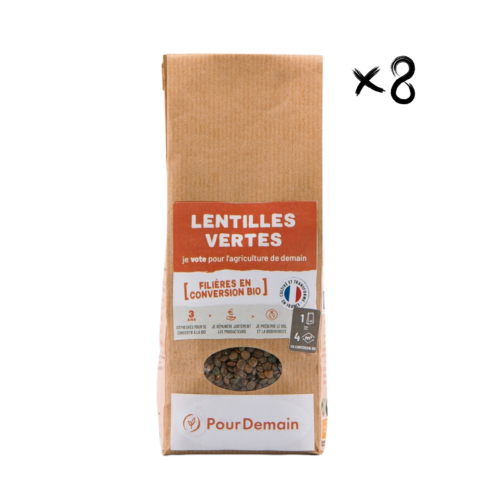 Lentilles vertes bio, 500g x8. Savoureuses, riches en protéines et fibres. Parfaites pour des repas sains et équilibrés. Optez pour la qualité biologique."