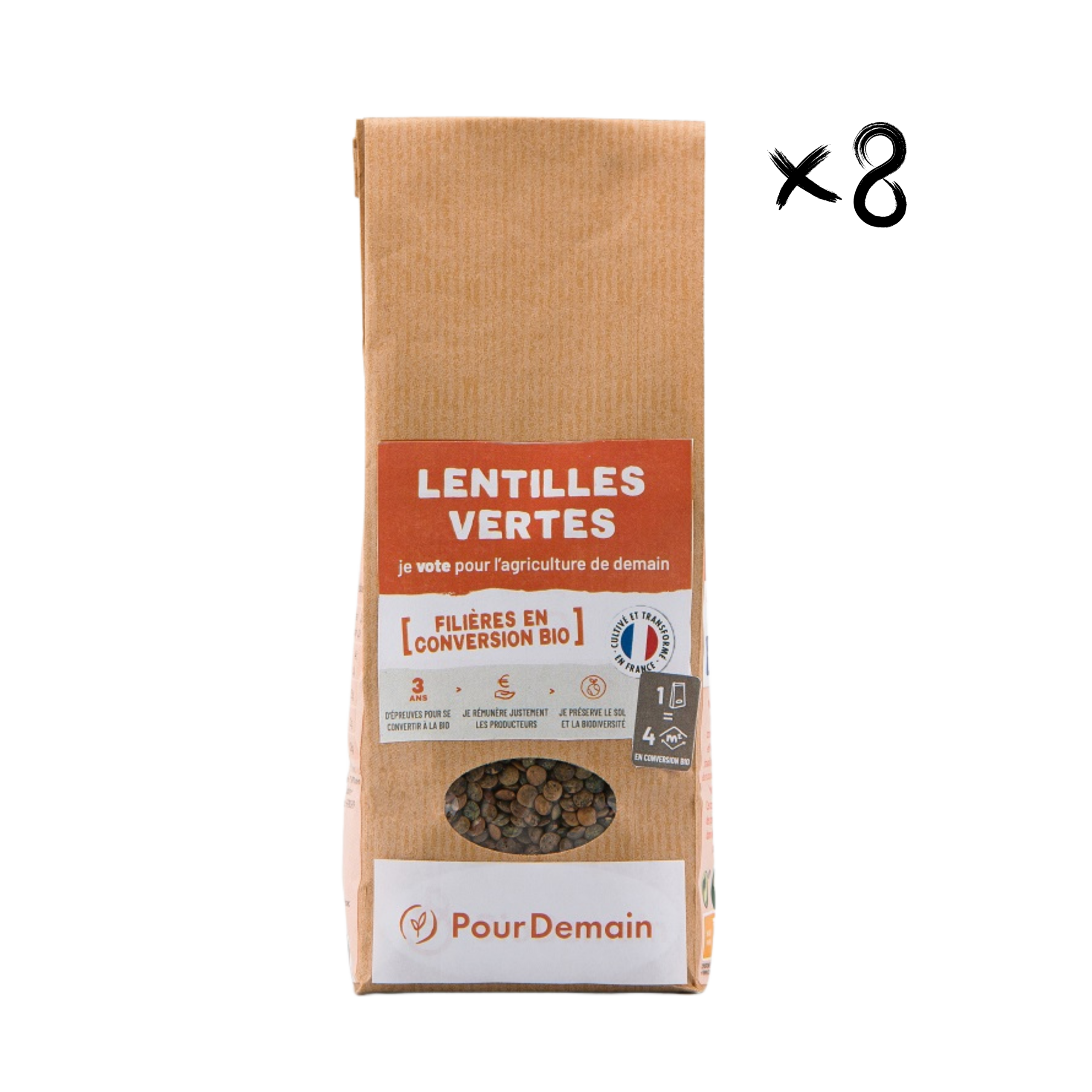 Lentilles vertes bio, 500g x8. Savoureuses, riches en protéines et fibres. Parfaites pour des repas sains et équilibrés. Optez pour la qualité biologique."