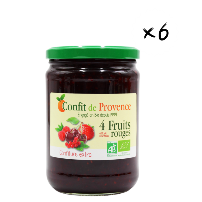 Confiture Extra 4 Fruits rouges Bio Format Eco Familial 650g x6