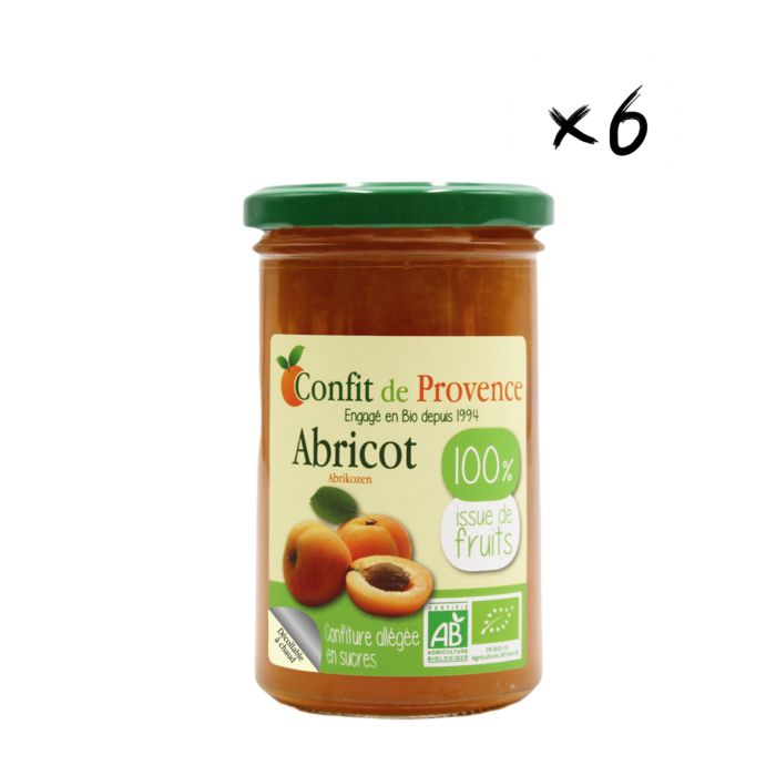 Confiture 100% issue de Fruits Bio - Abricot 290g x6